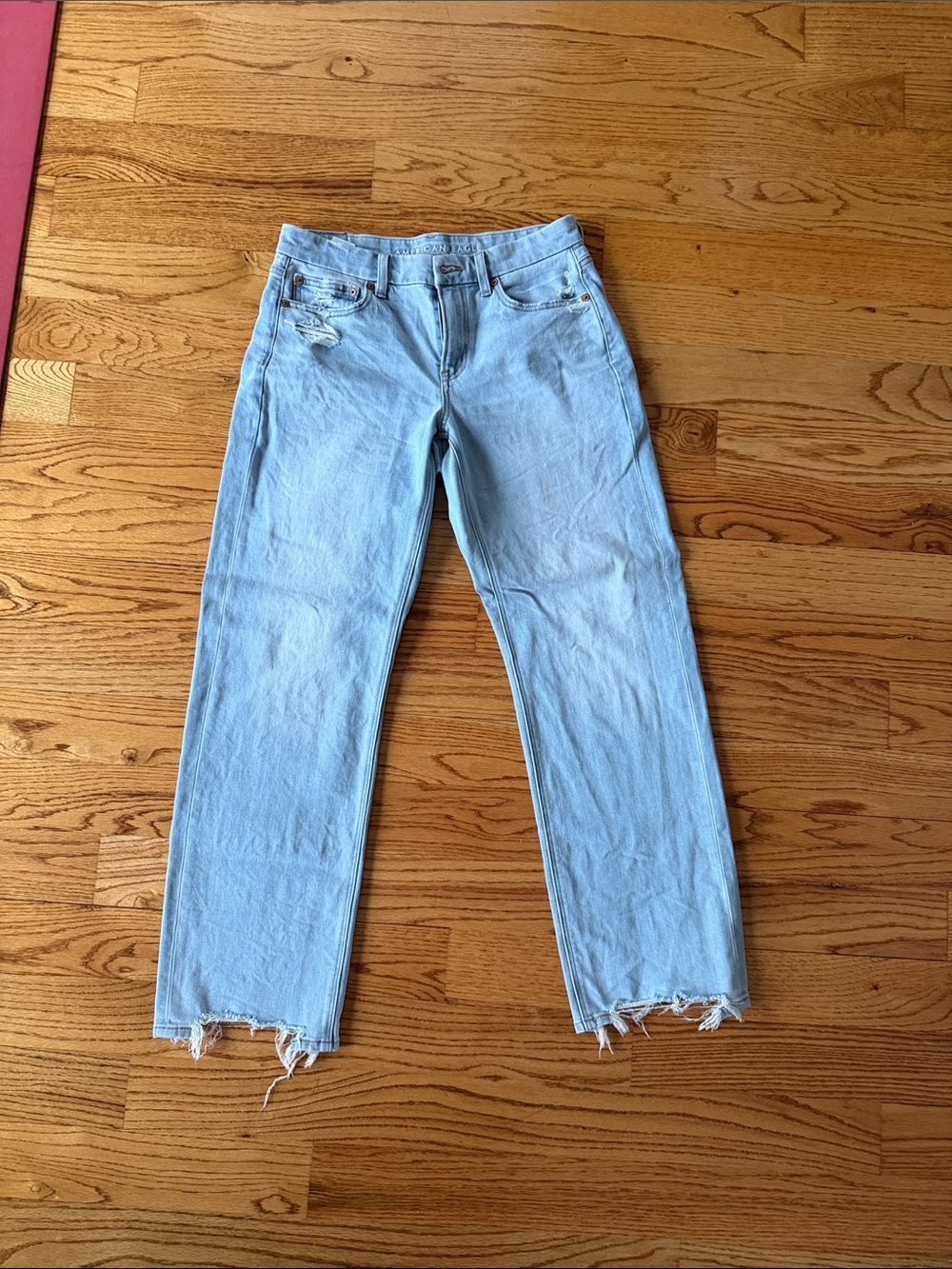 American Eagle Outfitters Light Blue Distressed Straight Jeans